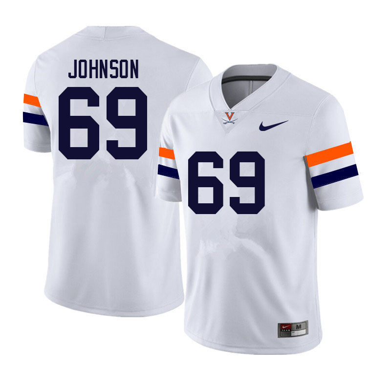 Men #69 Luke Johnson Virginia Cavaliers College Football Jerseys Sale-White